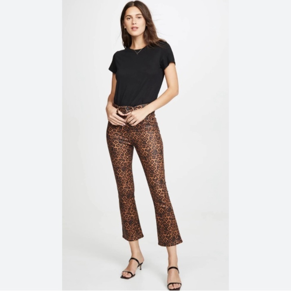 NWT- 7 For All Mankind High Waist Slim Kick Coated Leopard Print Jeans Size: 23